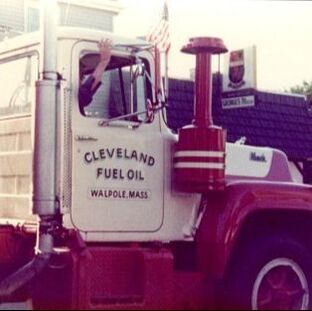 Image shows a Cleveland Energy Truck downtown Walpole Massachusetts participating in a bicentennial event in 1976.