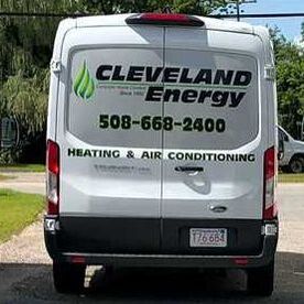 Image shows back of Cleveland Energy's service van.